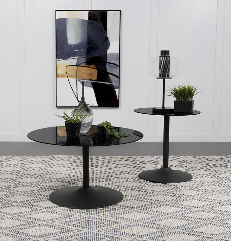 Ganso 2-piece Round Glass Top Coffee and End Table Set