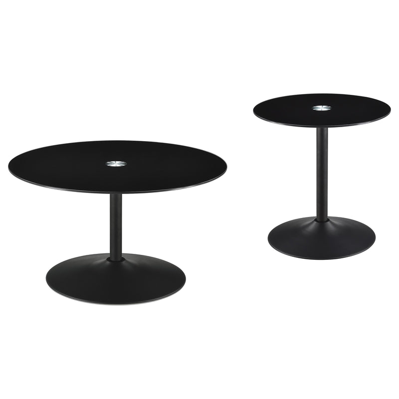 Ganso 2-piece Round Glass Top Coffee and End Table Set