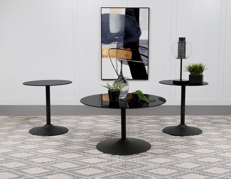 Ganso 3-piece Round Glass Top Coffee and End Table Set