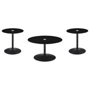 Ganso 3-piece Round Glass Top Coffee and End Table Set Black - alternate view