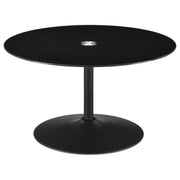 Ganso 3-piece Round Glass Top Coffee and End Table Set Black - detail 4