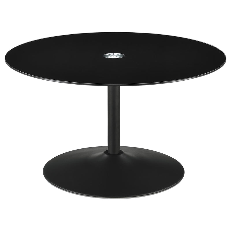 Ganso 3-piece Round Glass Top Coffee and End Table Set Black - detail 4