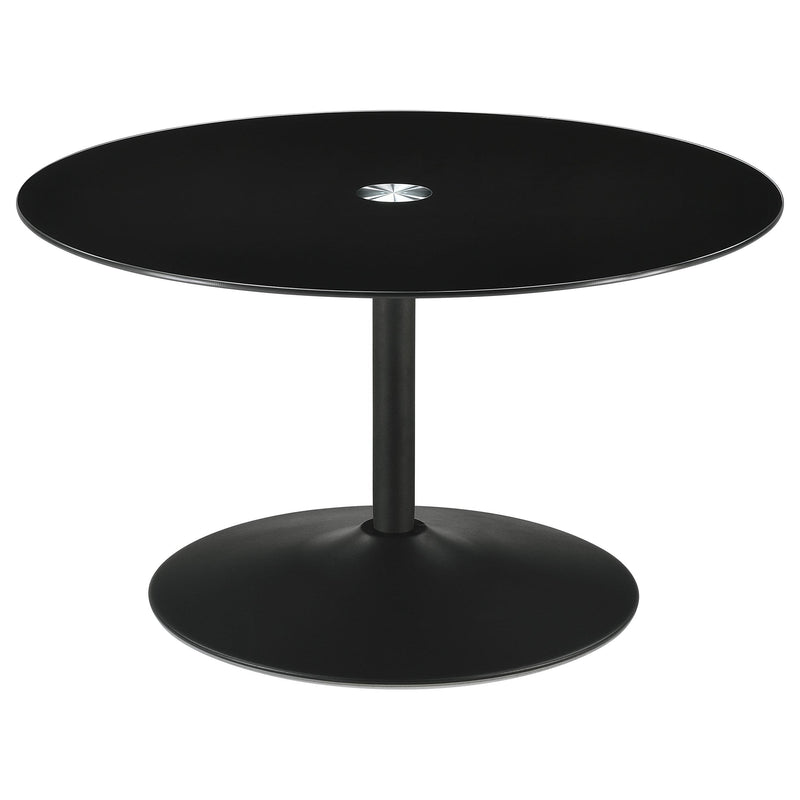 Ganso Round Metal Coffee Table With Tempered Glass Top