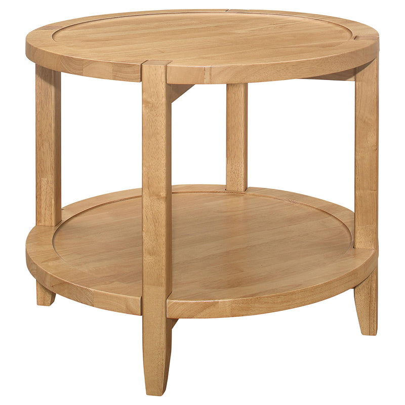 Camillo Round Solid Wood Side End Table Maple Brown - alternate view