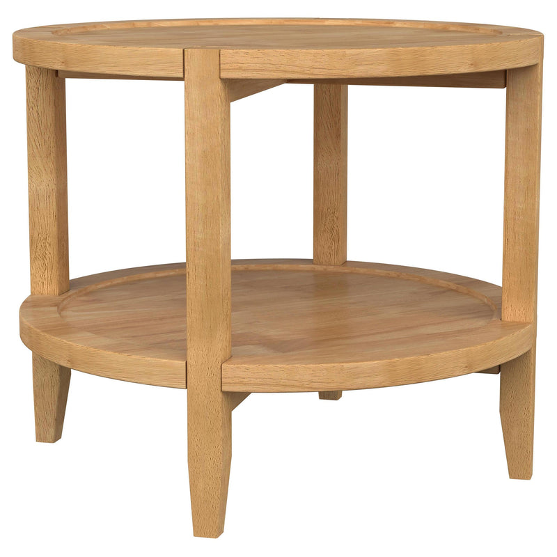 Camillo Round Solid Wood Side End Table Maple Brown - detail 3