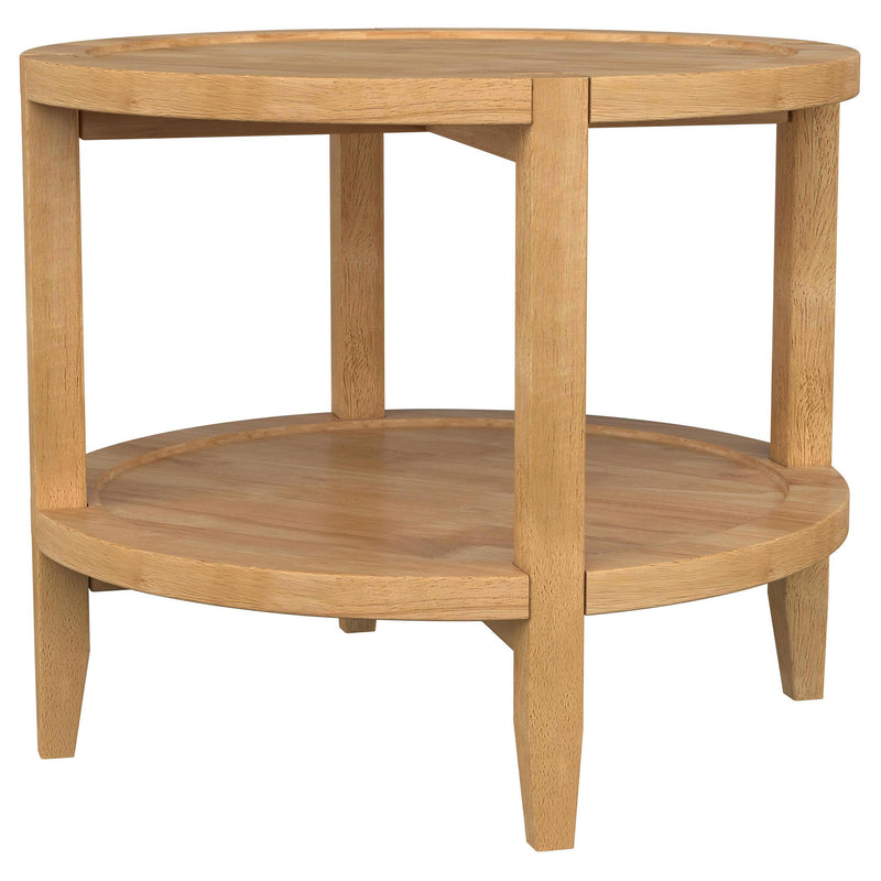 Camillo Round Solid Wood Side End Table Maple Brown - detail 4