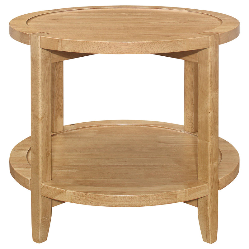 Camillo Round Solid Wood Side End Table Maple Brown - detail 5