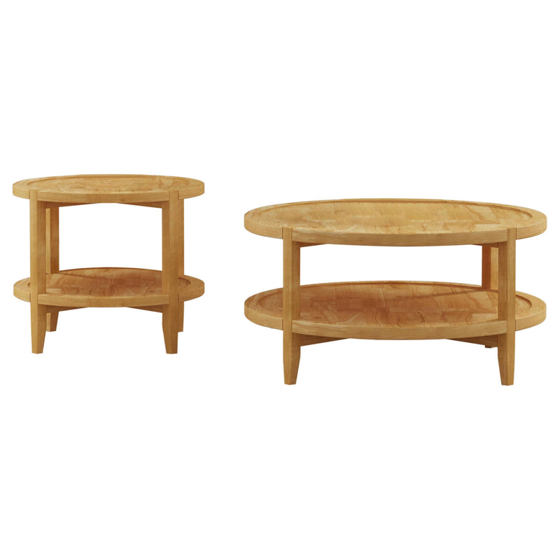 Camillo 2-piece Round Coffee and End Table Set Maple - alternate view
