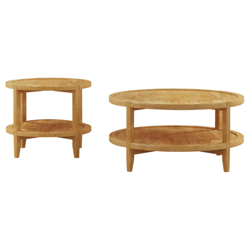 Camillo 2-piece Round Coffee and End Table Set Maple - alternate view