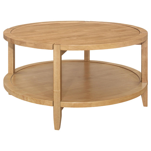 Camillo Round Solid Wood Coffee Table Maple Brown - alternate view
