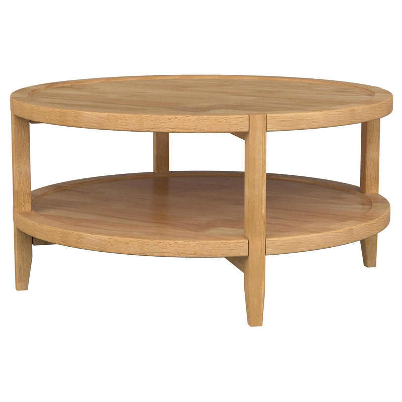 Camillo Round Solid Wood Coffee Table Maple Brown - detail 4