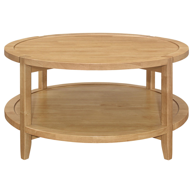 Camillo Round Solid Wood Coffee Table Maple Brown - detail 5