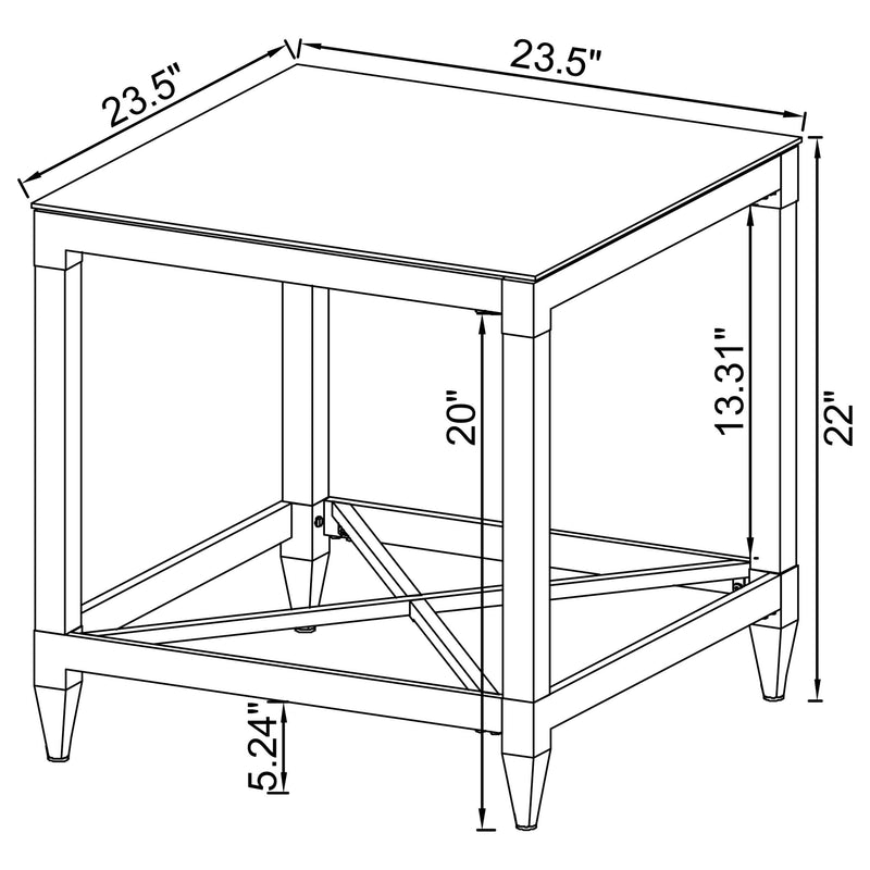 Lindley Square Tempered Mirror Acrylic Side End Table