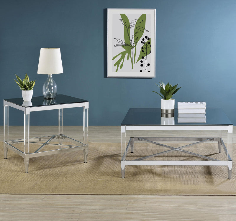 Lindley Square Tempered Mirror Acrylic Side End Table
