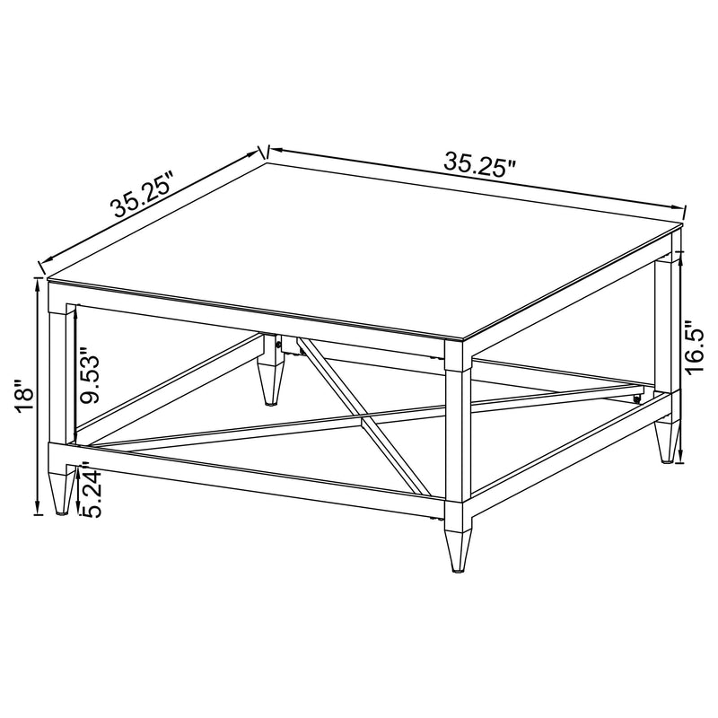 Lindley Square Tempered Mirror Acrylic Coffee Table