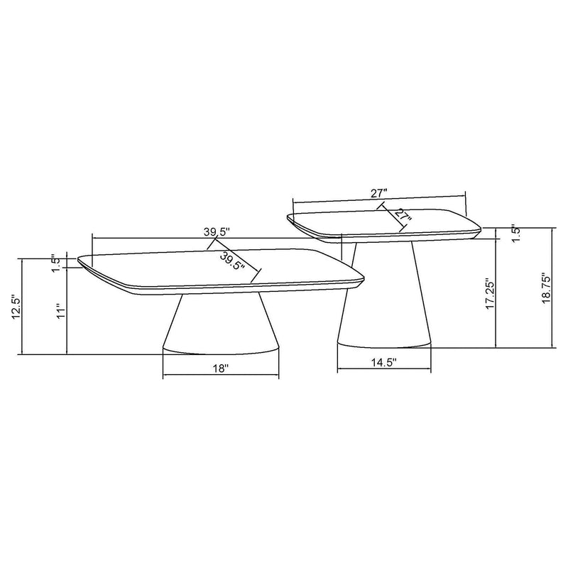 Eason 2-piece Coffee Table Set Walnut and