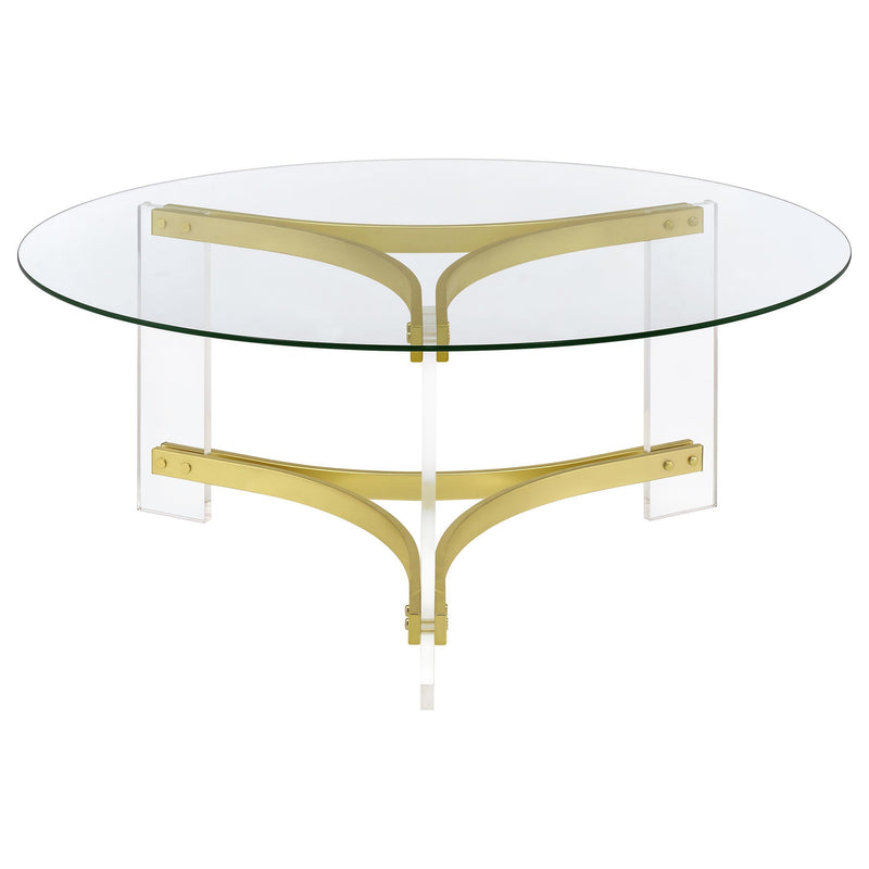 Janessa 2-piece Acrylic Coffee and End Table Set Matte Brass