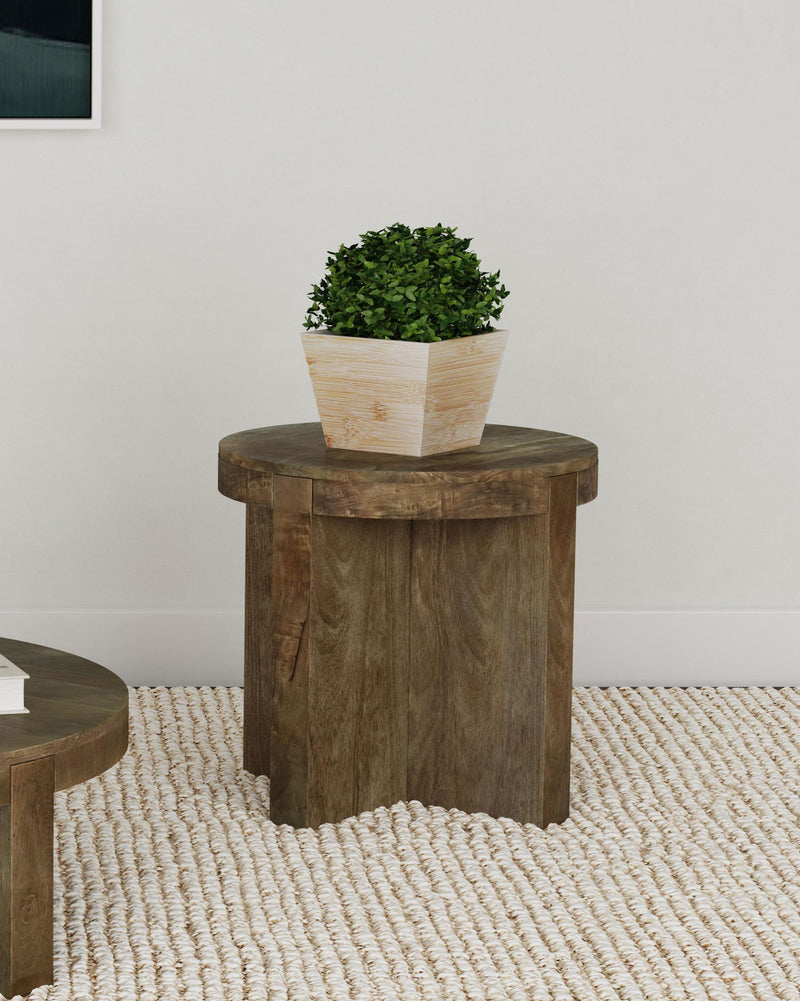 Kinkaid Round Solid Mango Wood End Table
