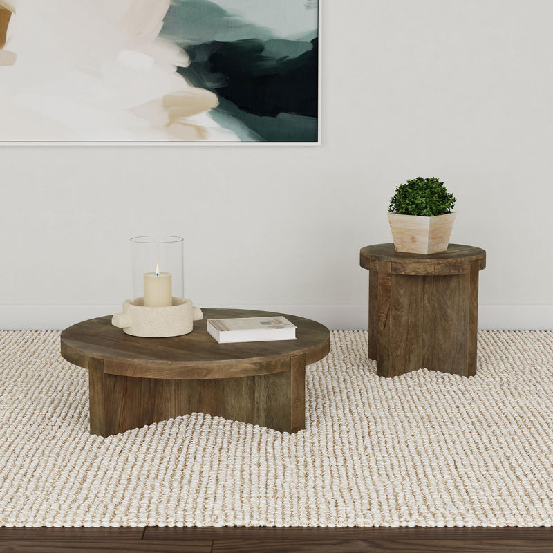 Kinkaid Round Solid Mango Wood End Table