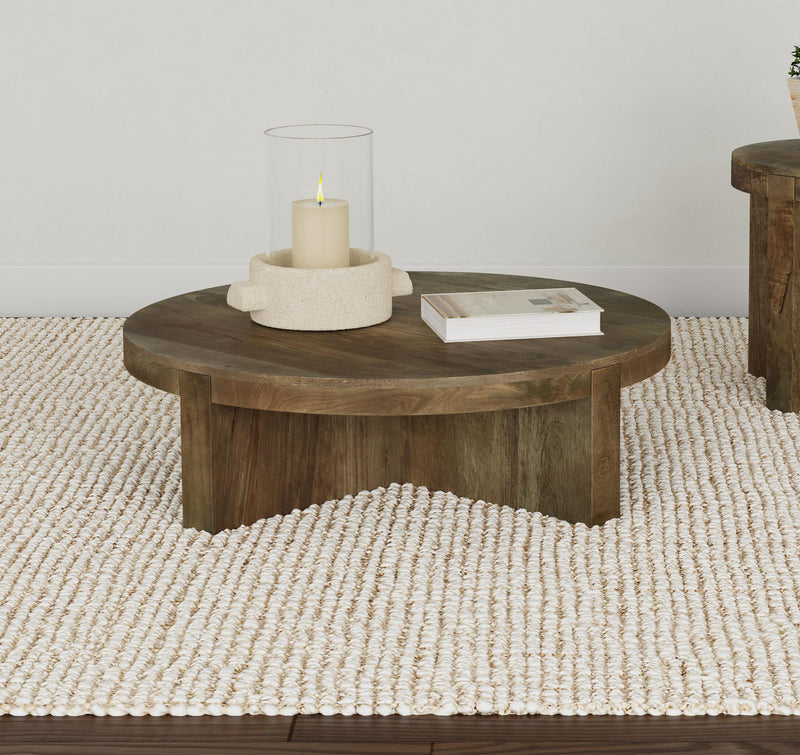 Kinkaid Round Solid Mango Wood Coffee Table