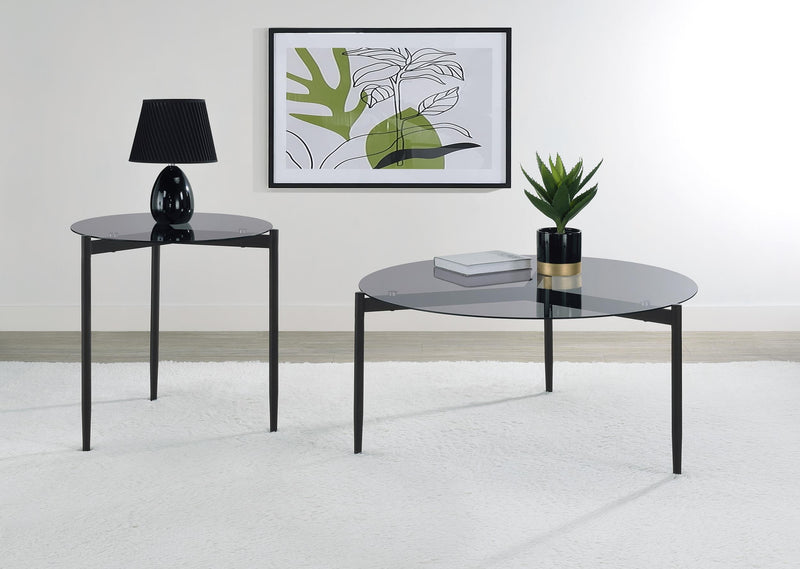 Rosalie Round Smoked Glass Top End Table
