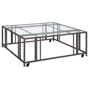 Adri Square Glass Top Coffee Table with Casters Black Nickel - alternate view