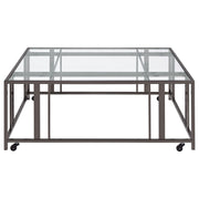 Adri Square Glass Top Coffee Table with Casters Black Nickel - detail 3