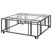 Adri Square Glass Top Coffee Table with Casters Black Nickel - detail 4