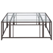 Adri Square Glass Top Coffee Table with Casters Black Nickel - detail 5
