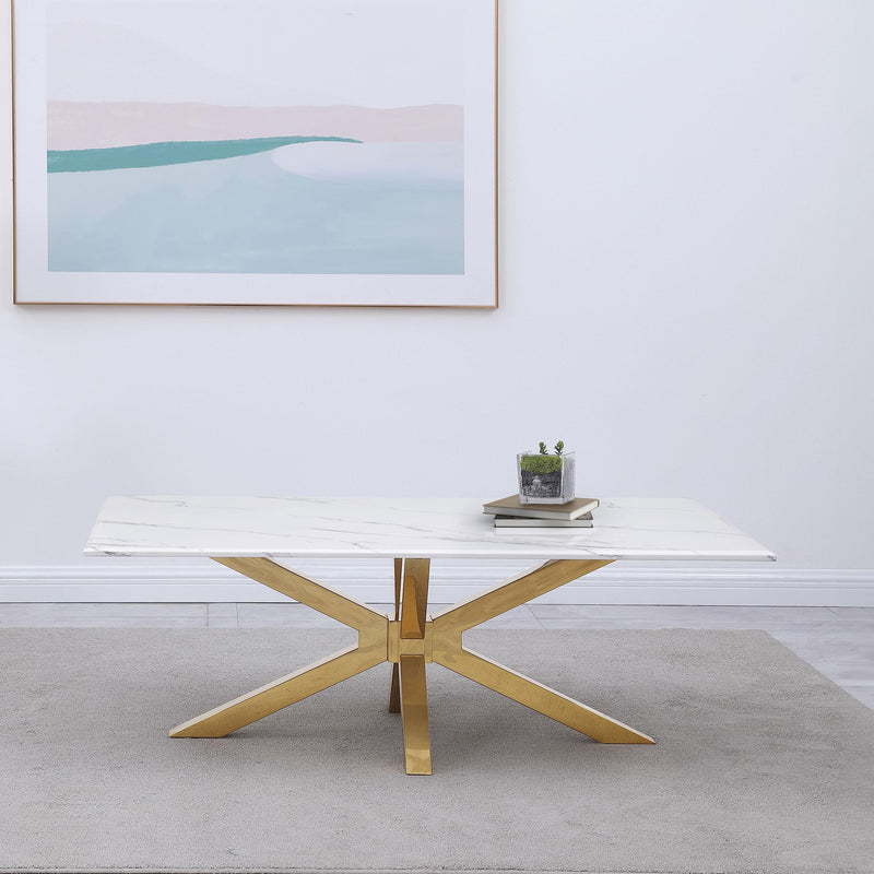Visalia Faux Marble Top Stainless Steel Coffee Table