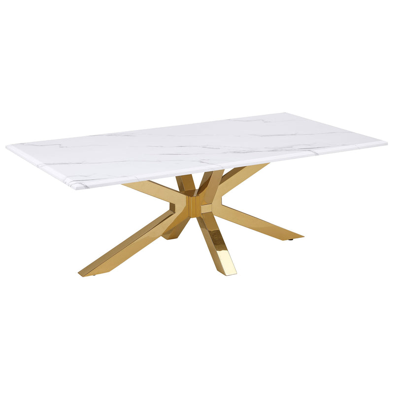 Visalia Faux Marble Top Stainless Steel Coffee Table