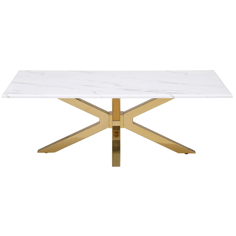 Visalia Faux Marble Top Stainless Steel Coffee Table