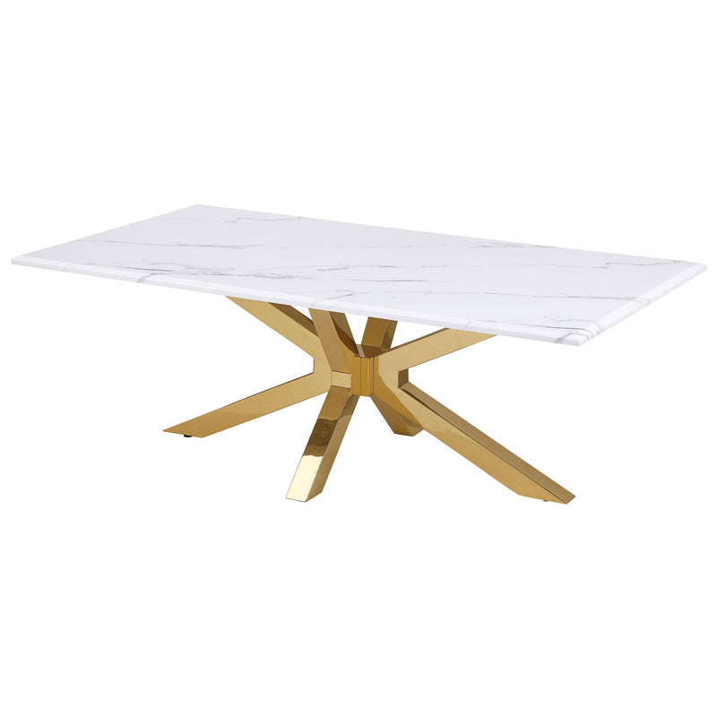 Visalia Faux Marble Top Stainless Steel Coffee Table