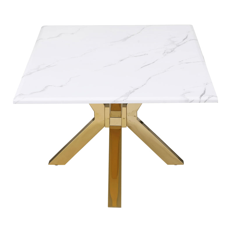 Visalia Faux Marble Top Stainless Steel Coffee Table