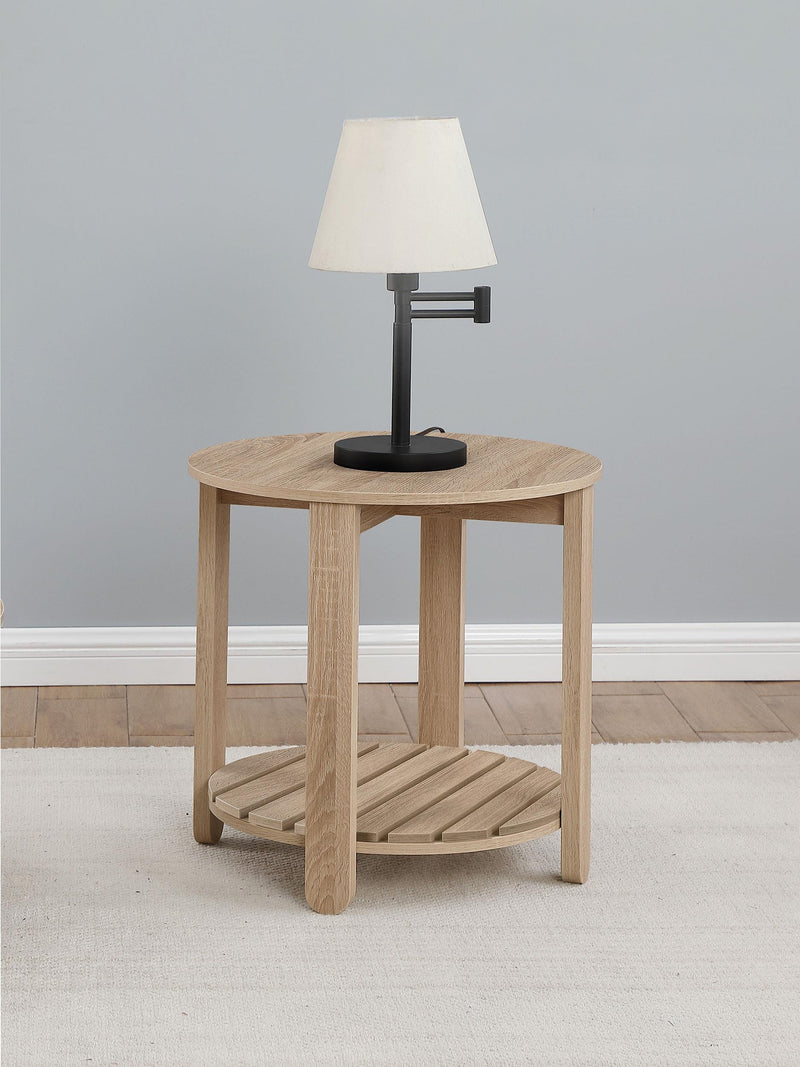 Fowler 1-shelf Round Engineered Wood Side End Table