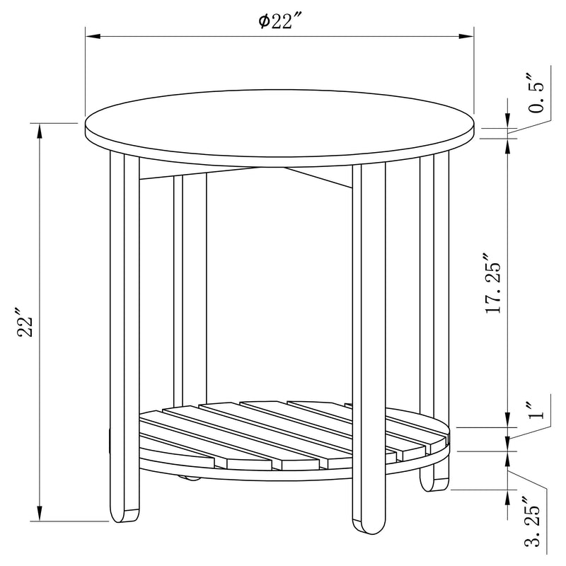 Fowler 1-shelf Round Engineered Wood Side End Table