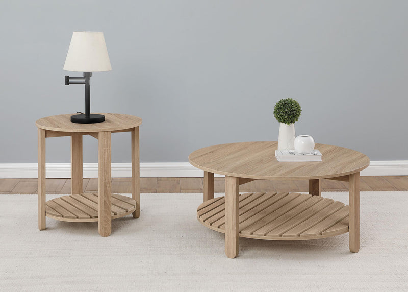 Fowler 1-shelf Round Engineered Wood Side End Table