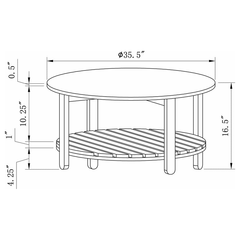 Fowler 1-shelf Round Engineered Wood Coffee Table