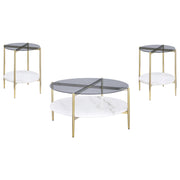 Jonelle 3-piece Round Coffee and End Table Set Gold - alternate view