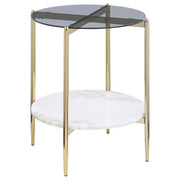 Jonelle 3-piece Round Coffee and End Table Set Gold - detail 3