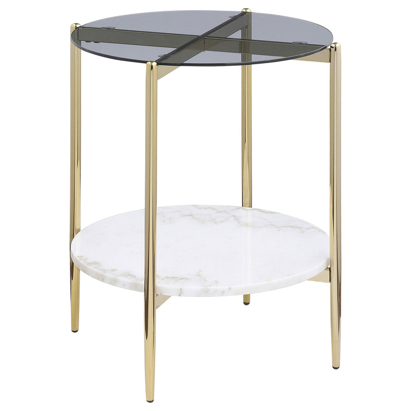 Jonelle 3-piece Round Coffee and End Table Set Gold - detail 3