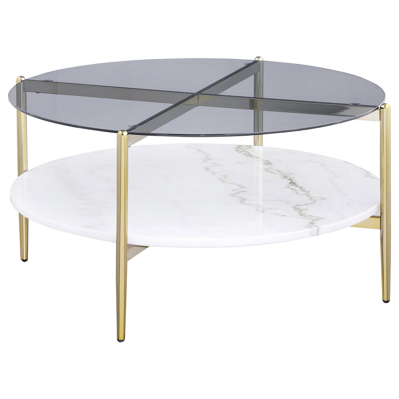Jonelle 3-piece Round Coffee and End Table Set Gold - detail 4