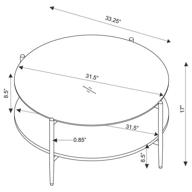 Jonelle 3-piece Round Coffee and End Table Set Gold - detail 6