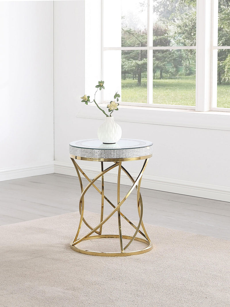 Elise Round Mirror Top Stainless Steel End Table