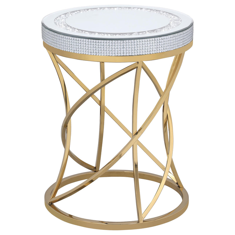 Elise Round Mirror Top Stainless Steel End Table