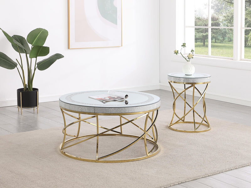 Elise Round Mirror Top Stainless Steel End Table