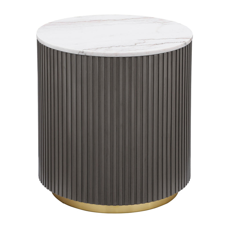 Jason Round Marble Top Side End Table White and