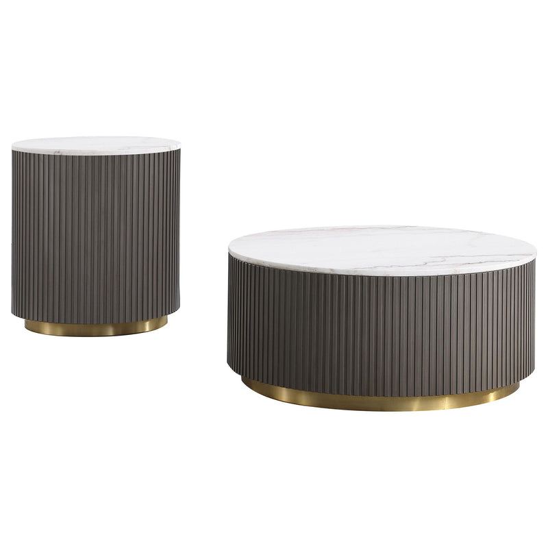Jason 2-piece Round Marble Coffee and End Table Set