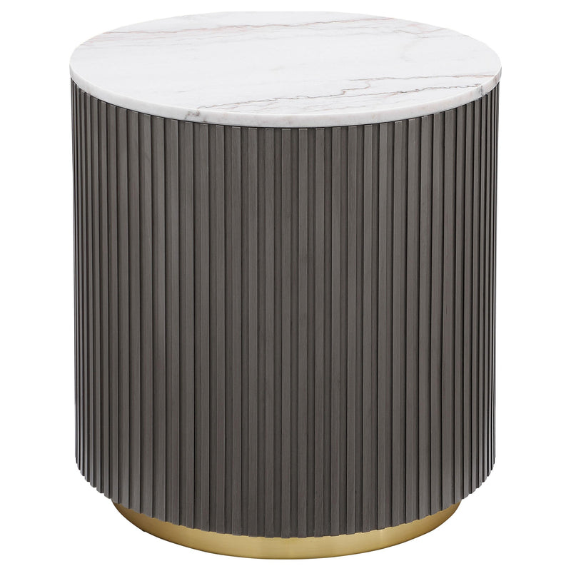 Jason 3-piece Round White Marble Coffee Table Set Charcoal - detail 3