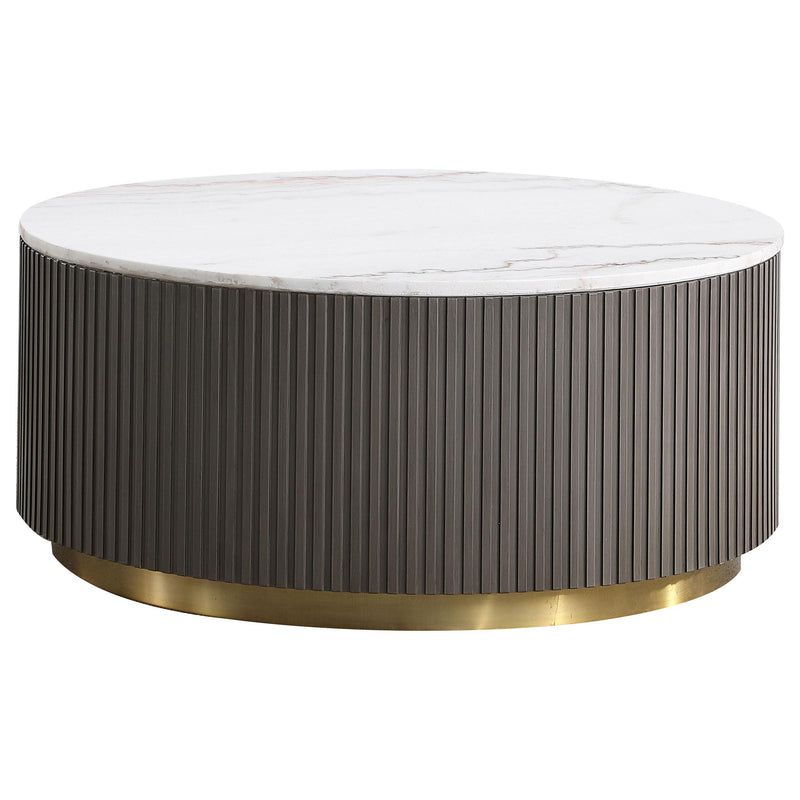 Jason 3-piece Round White Marble Coffee Table Set Charcoal - detail 4